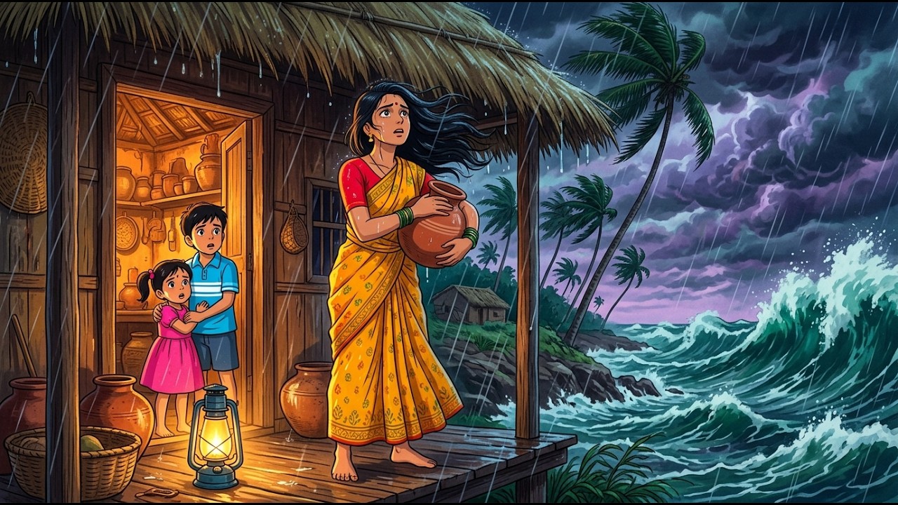 One terrifying storm. One Indian kitchen. One unforgettable night | Indian Village Ghibli ASMR