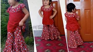 Eid Special/ DIY Designer latest Dubbel frilled Sharara Cutting/ 2020 Beautiful Stylish Baby Girl.