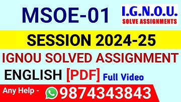 MSOE 1 Solved Assignment 2024-25 English, MSOE 1 Solved Assignment 24-25, MSOE-01 Assignment