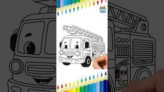 Firetruck Coloring Page for Kids | Cool Emergency Vehicle Drawing