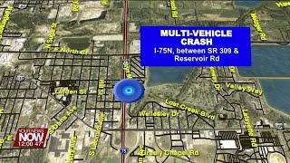 Northbound I-75 between 309 and Reservoir Road closed due to crash involving multiple semis