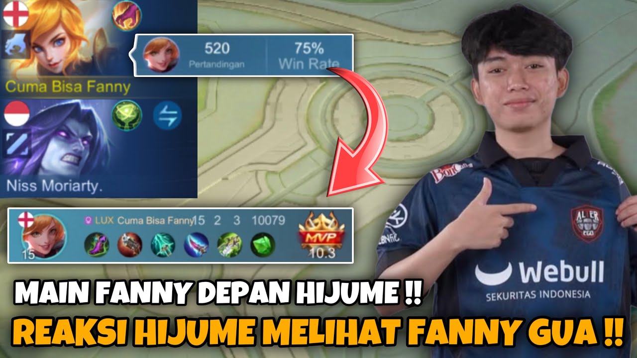 REAKSI AE HIJUME MELIHAT FANNY GUA!! PAMERIN SKILL FANNY DEPAN AE HIJUME!! - Mobile Legends