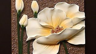 Making  of flower using wallputty /Relief painting/wallputty craft ideas