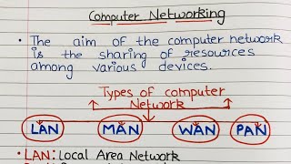 What is computer network and explain its types? | lAN, MAN , WAN, PAN  Network in hindi