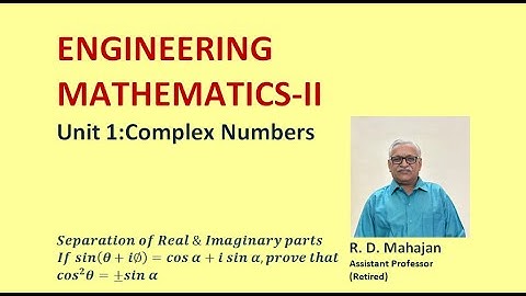 Engineering Mathematics II I Unit 1: Complex Numbers I Topic: Inverse Hyperbolic Functions –Part IV
