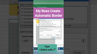 How to create a automatic Border in excel