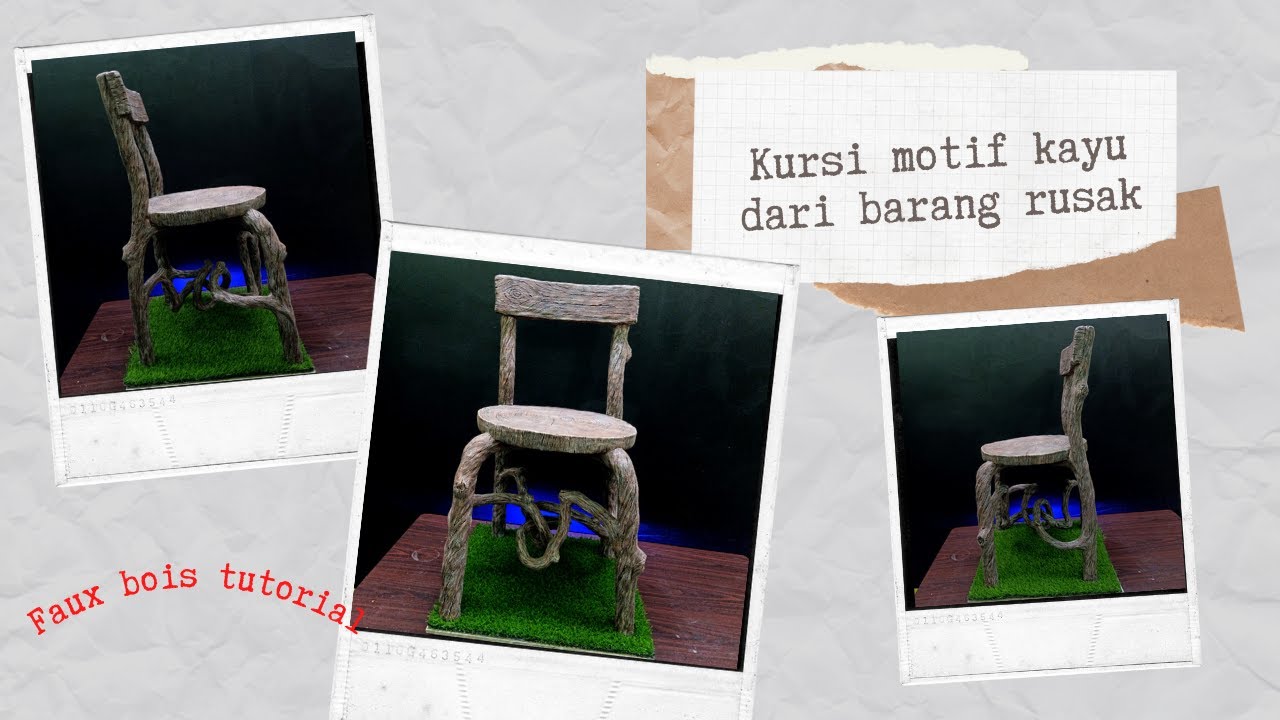 Mengubah kursi rusak menjadi kursi motif kayu 