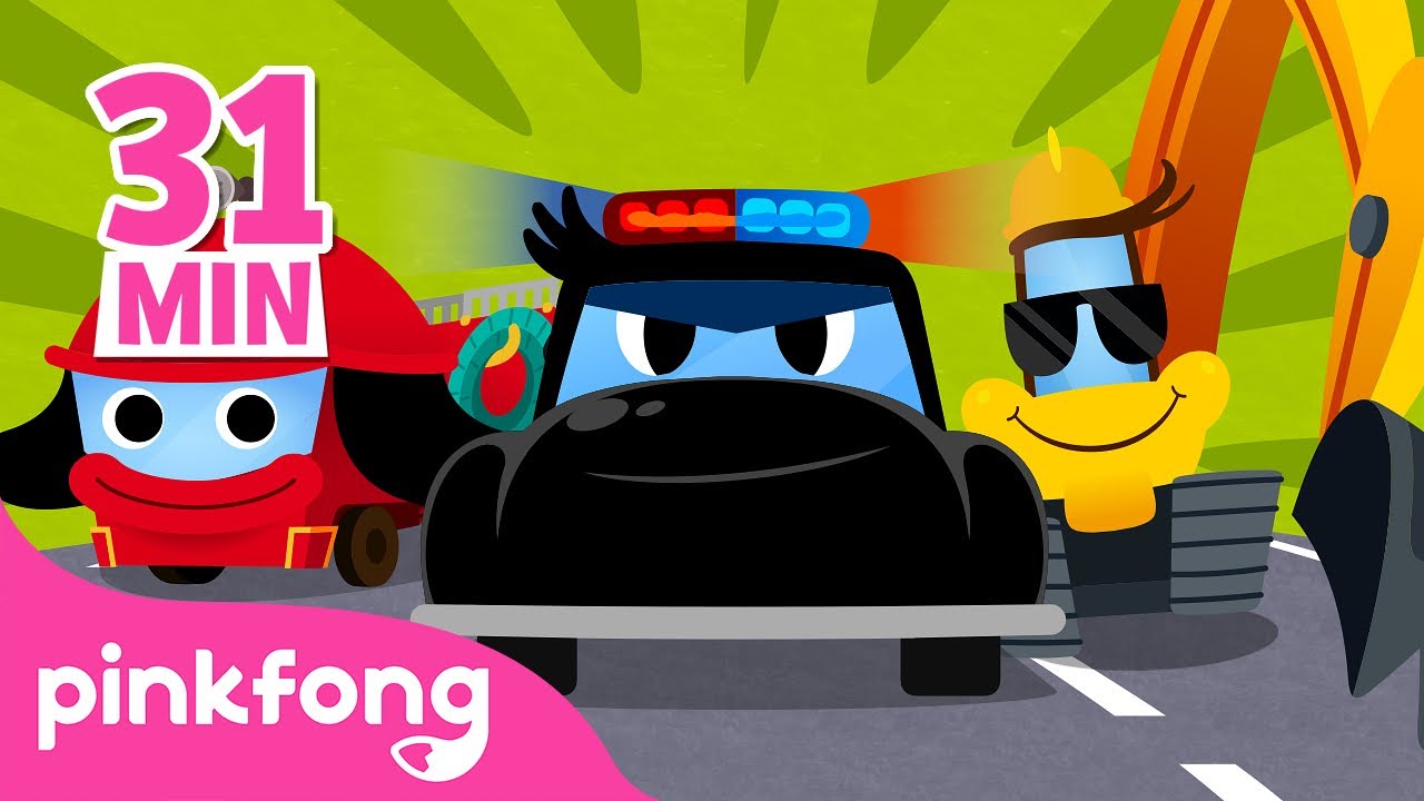 Kumpulan lagu mobil anak | Mobil Polisi Truk Pemadam Kebakaran | Kartun anak | Pinkfong & Baby S