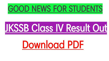 Good News || JKSSB Class IV Result Out || Check now