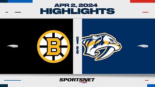 NHL Highlights | Bruins vs. Predators - April 2, 2024