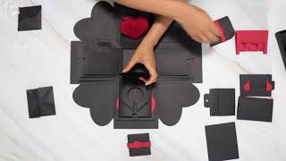 How to make Explosion Box /DIY Explosion box/ Explosion box Tutorial/Black and Red / Part D