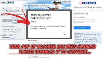 HDFC Credit Card Rewards Point Redeem Page Is Not Open| Your pop up blocker has been enabled issue