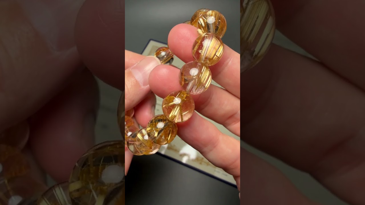トップクォリティ]タイチンルチルクォーツブレスレット（約12.5mm玉