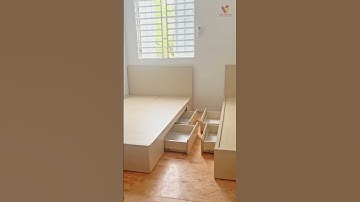 Lắp Đặt 2 Giường Gỗ Có Hộc Kéo Màu Kem | Nội Thất Viva