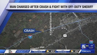 Man charged after crash & fight with off-duty sheriff