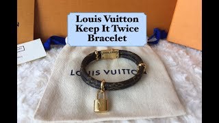 LOUIS VUITTON Keep it Twice Monogram Canvas Bracelet Brown