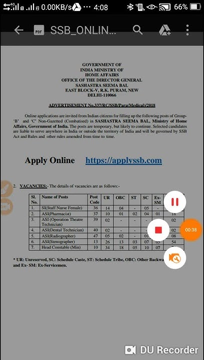 SSB RECRUITMENT ONLINE APPLICATION LINK - YouTube