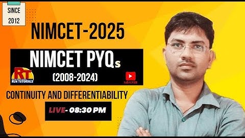 NIMCET:   Continuity and Differentiability pyq (2008-2024) by RD Sir|#NIMCET2025 /#varanasi
