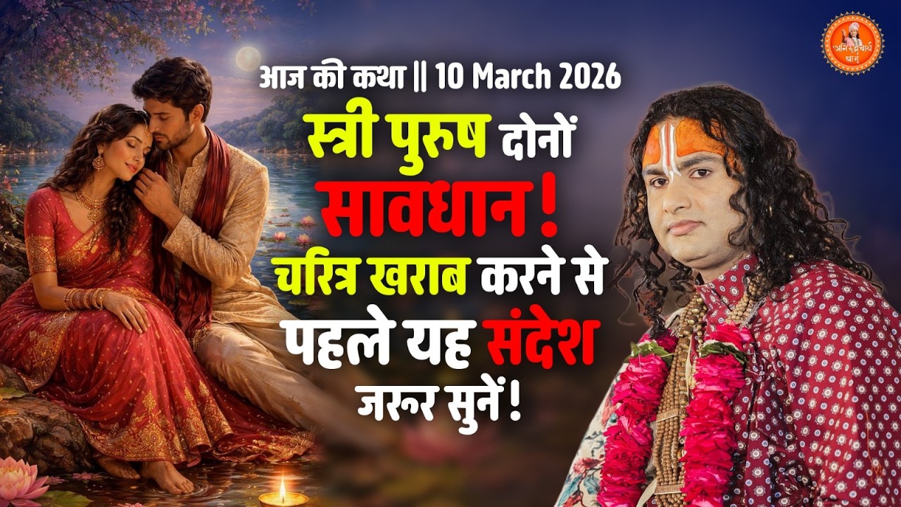 आज की कथा | 10 March 2026 || स्त्री पुरुष दोनों सावधान! चरित्र खराब करने से पहले यह संदेश जरूर सुनें