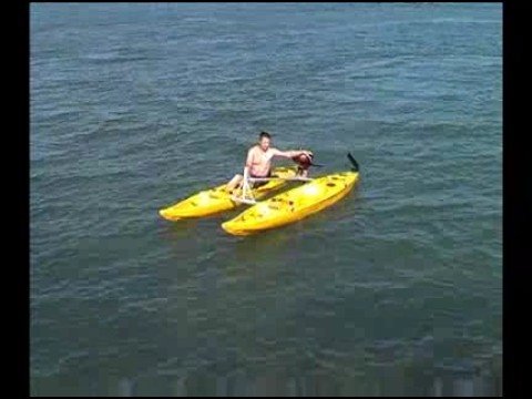 Fishing kayak and Catamaran combination demo - YouTube