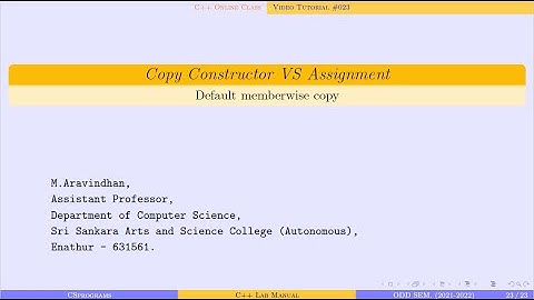 Copy Constructor VS Assignment by default memberwise copy | #C++ | #Demo Program 23