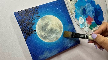 Easy Moon painting for beginners / acrylic painting tutorial step by step/ #72
