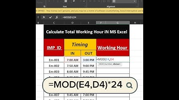 Calculate Total Working Hour In EXcel short Video Trick 20 second #excel #education