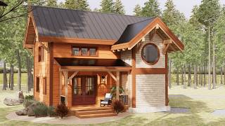 Charming 1,058 Sq Ft Cottage Cozy 2-Story Timber Frame Home Design