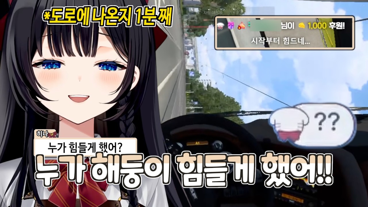운전연습 하려고 유로트럭 플레이 하는 히나