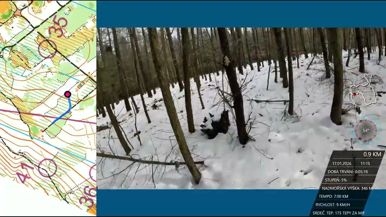 Orienteering Mrsklesy, winter league, M35, 2026-01-17 | Headcam orienteering