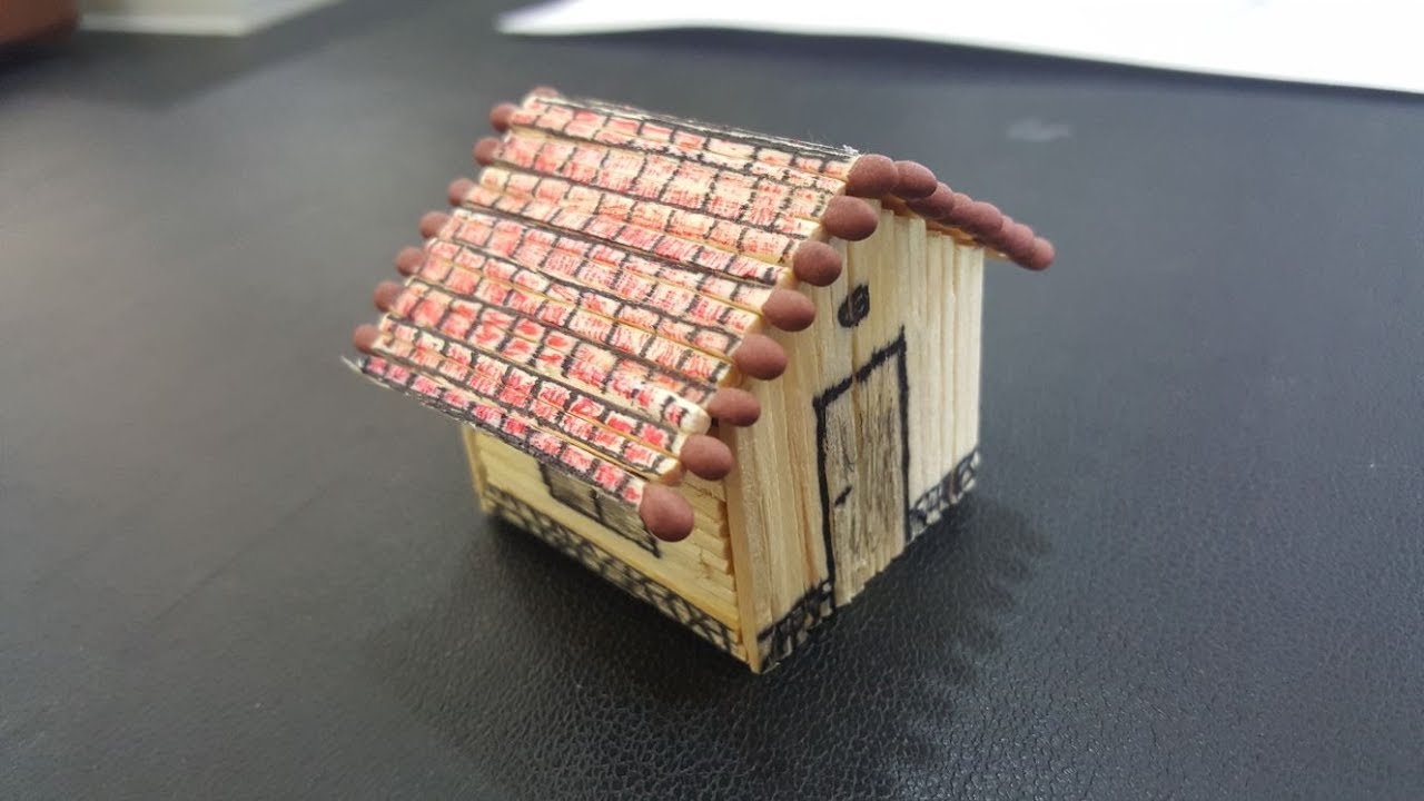 Matchstick house made by 100 sticks Art How to make 4 K HD VIDEO