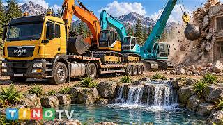 Old Building Demolished to Build a Beautiful Lagoon! 🚜 Water Feature Construction | Heavy Equipment