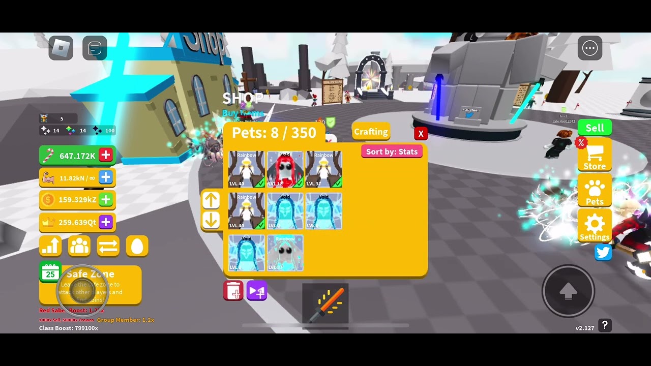 On Saber Simulator I made 3 void frost goddess pets. YouTube