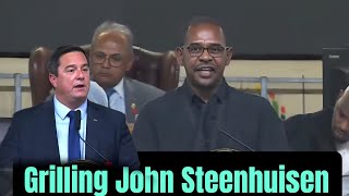 Fadiel Adams of NCC Grilling John Steenhuisen. Don't be Stupid.