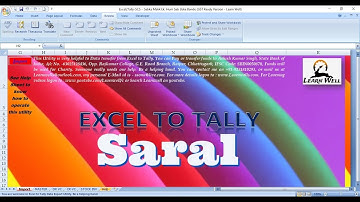 EXCEL TO TALLY IMPORT - SARAL | LEARNWELL