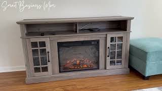Review of the Belleze Electric Fireplace TV Stand #amazonhome #fireplace #electricfireplace