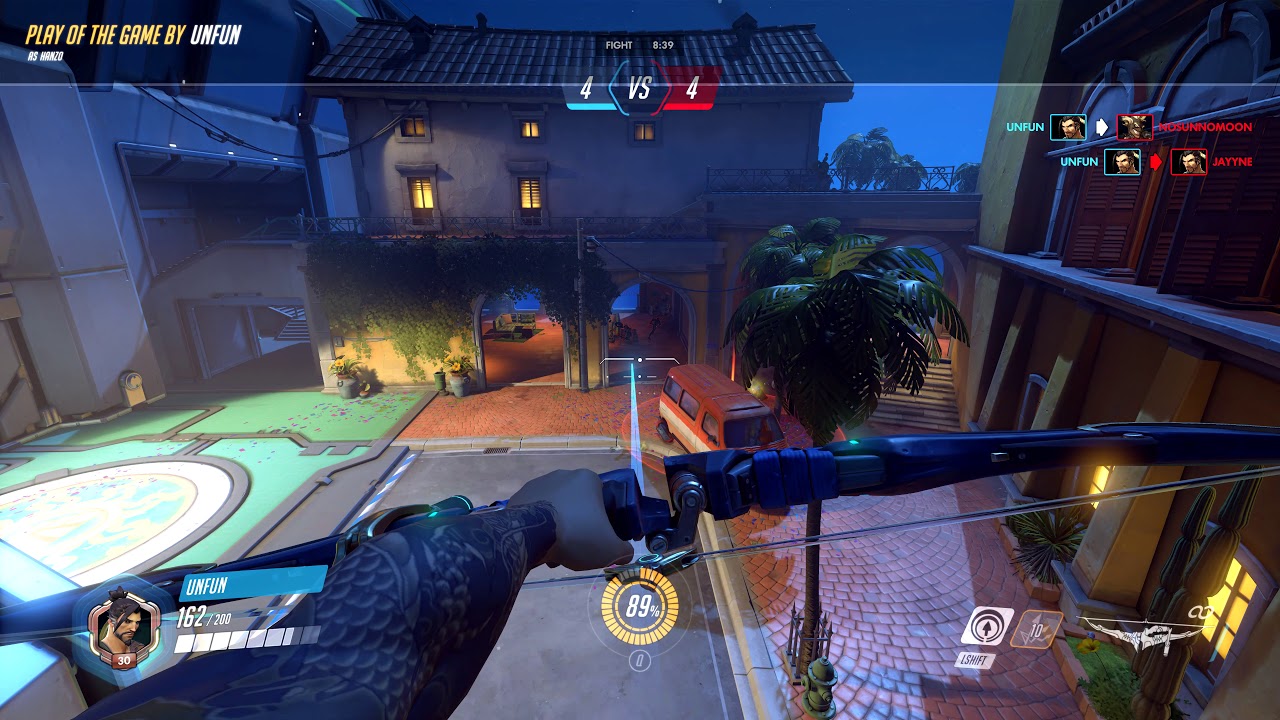 Overwatch 1 - Hanzo - Scatter Arrow - bounce headshot and 4 kill
