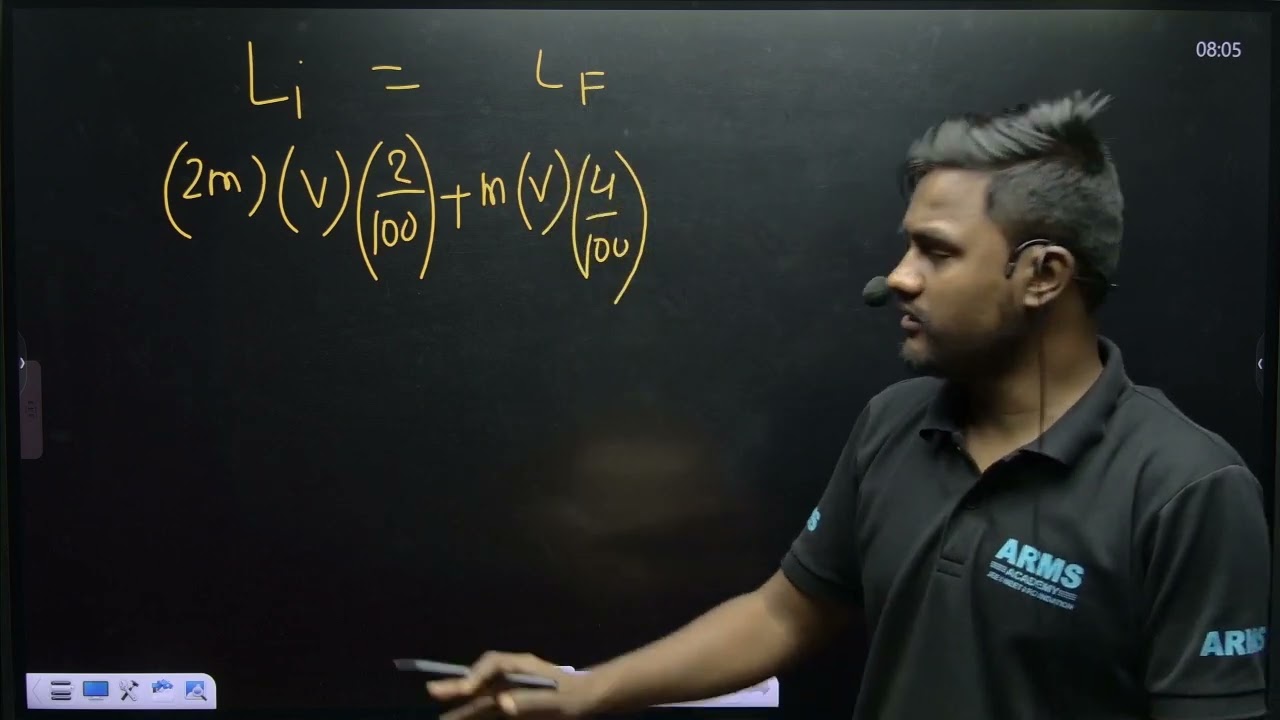 A uniform bar of length 12 cm and mass 20 m lies on a smooth horizontal table. Two-point masses m