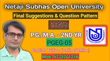 PGEG - 5 (NSOU) FINAL SUGGESTIONS // 2ND YR PGEG SUGGESTIONS: 2025