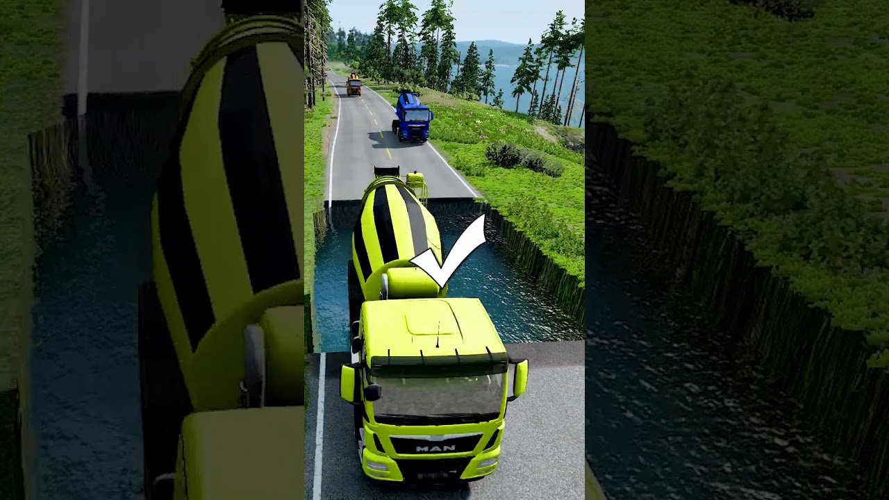 Concrete mixer truck vs water pit #8 | 