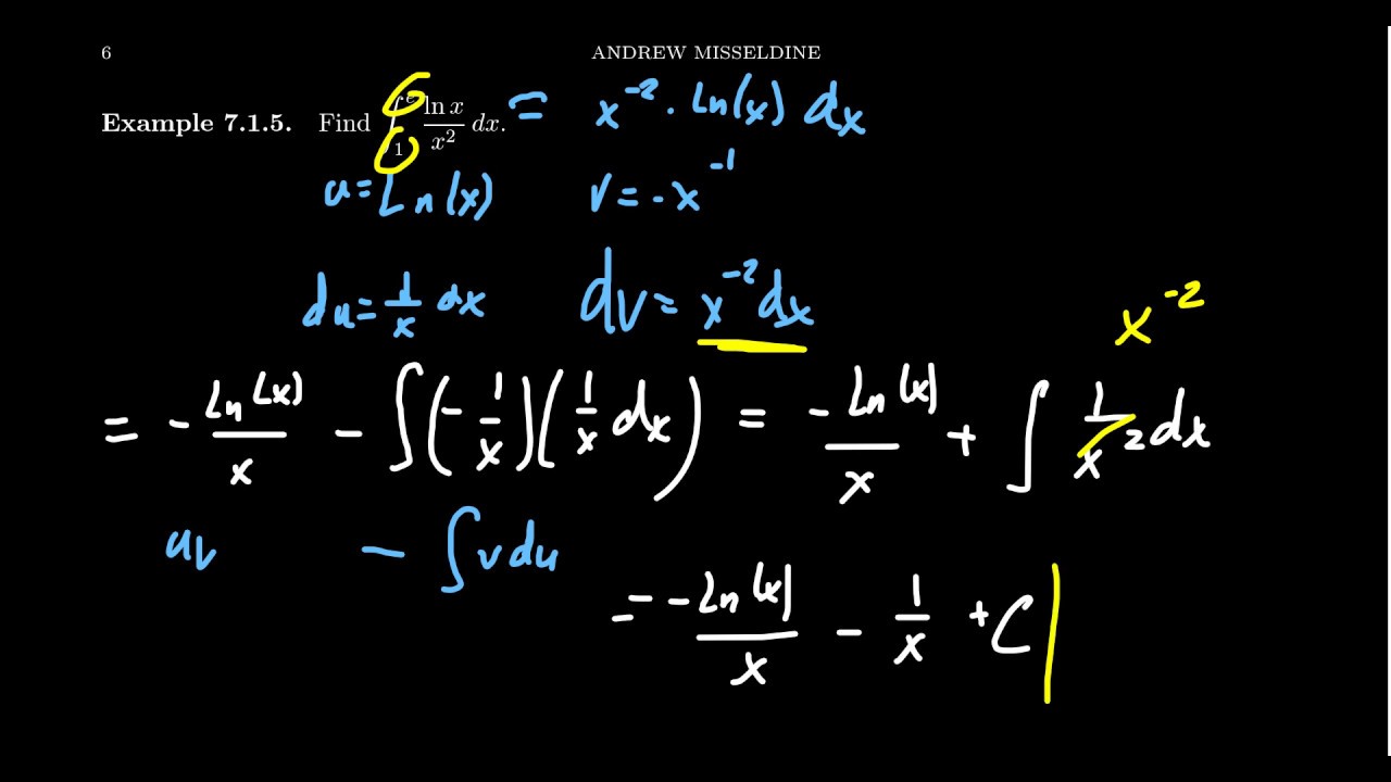 Integration by Parts and Definite Integrals YouTube