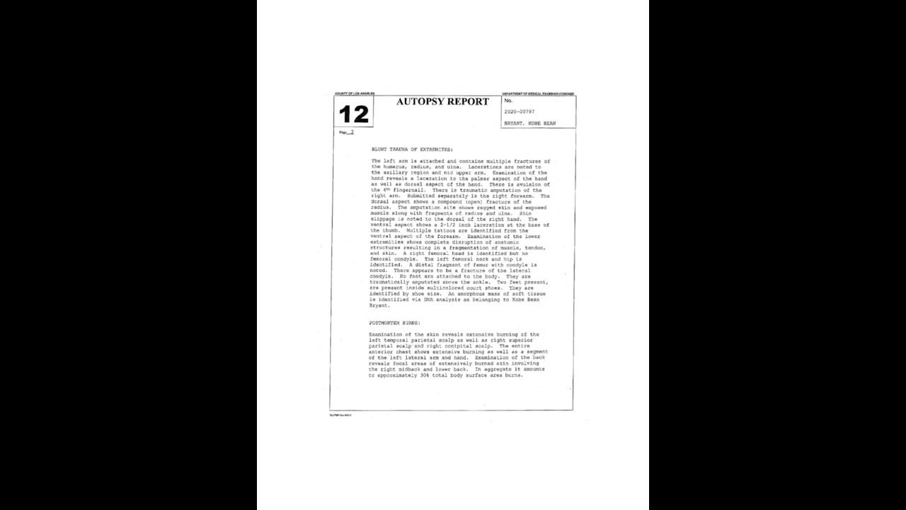 gigi autopsy report pdf Nuixen Kobe Bryant YouTube
