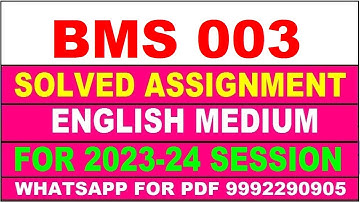bms 003 solved assignment 2023-24 | bms 3 solved assignment in english 2024 | bms 3 2024