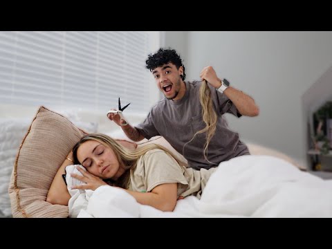 CUTTING HER HAIR WHILE SHES SLEEPING! *REALLY BAD IDEA*