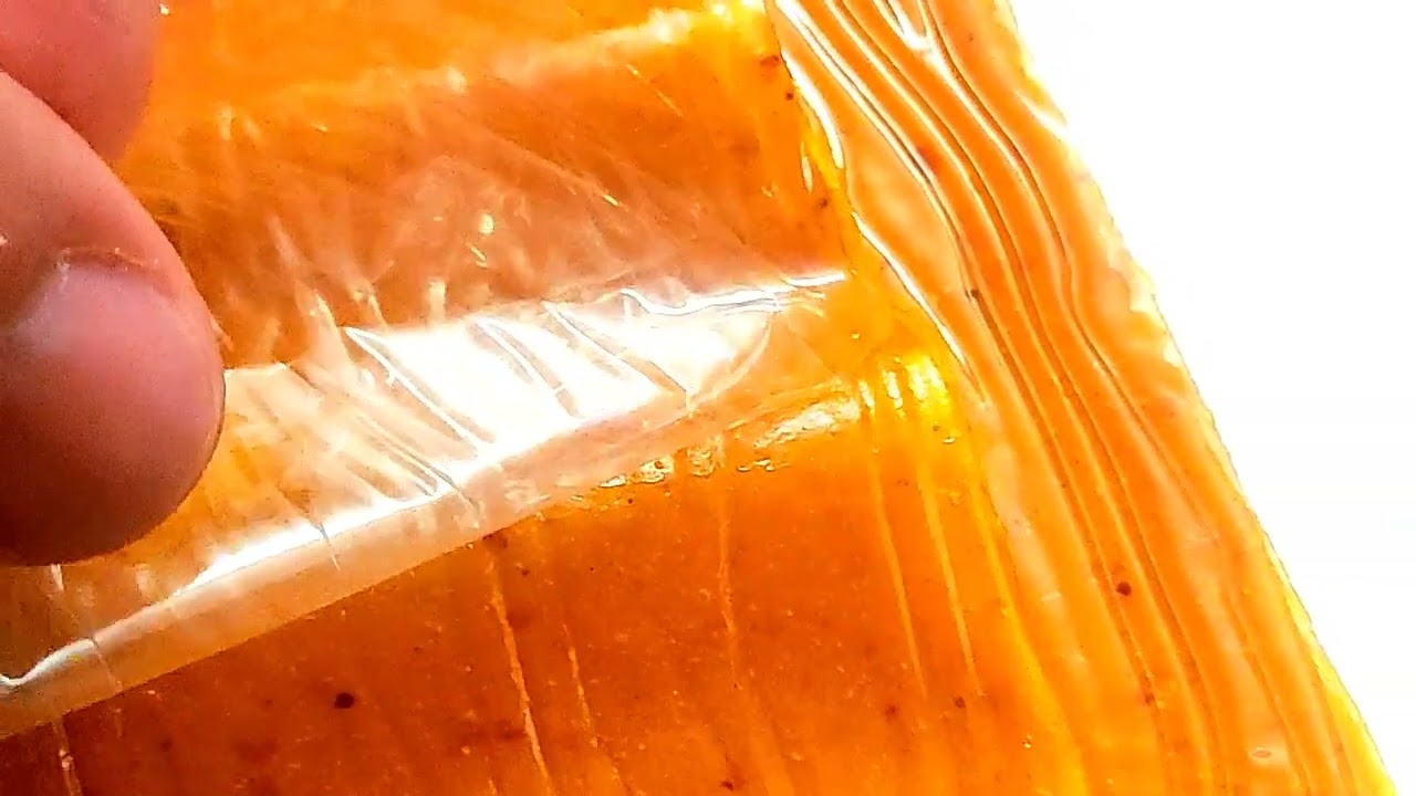 FOOD ASMR sound: New and delicious very sour snacks, apricot edible product 