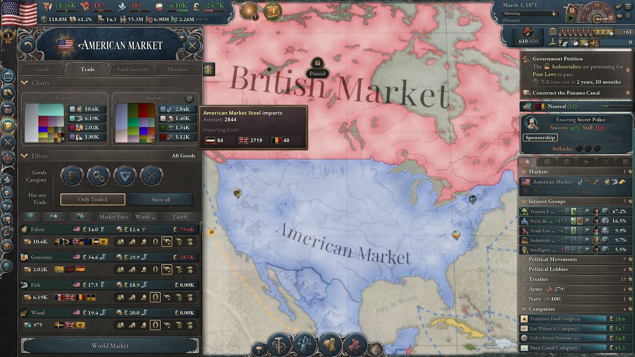 Victoria 3 1.9 Let’s Play USA Part 1 - Banning Industry and Establishing Monopolies!