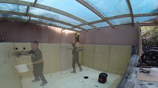 GRP fibreglassing Dave's latest koi pond