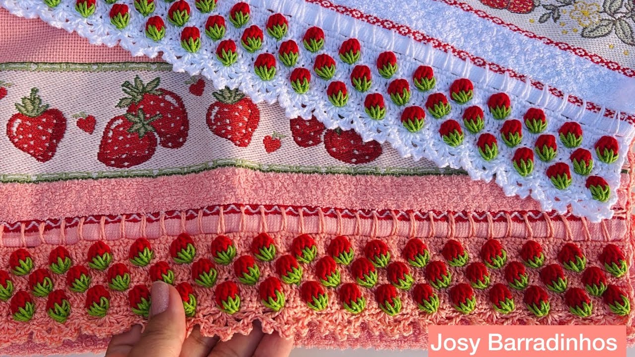 #20🍓BARRADO MORANGO DO AMOR#croche #crochet#barradinho #barradopanodeprato