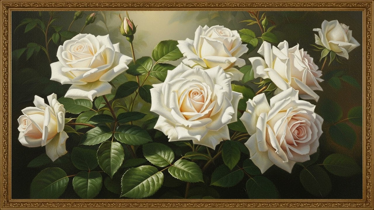 Vintage Botanical Rose Composition 4K | Classic Fine Art Wall Display