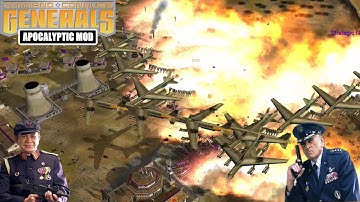 NUKE VS AIR FORCE BIG BATTLE C&C Generals Zero Hour Apocalyptic 2.2